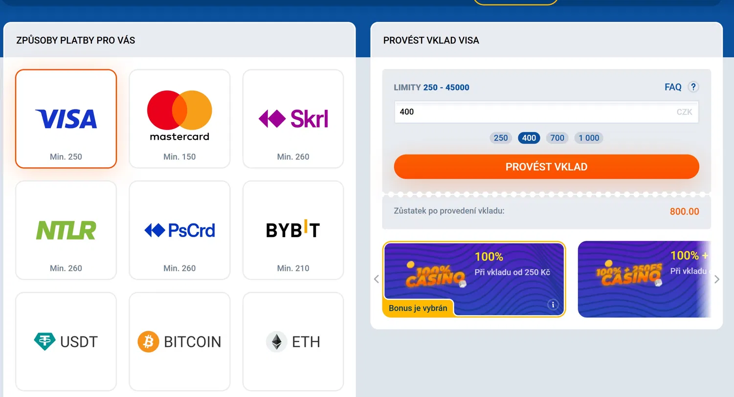 Mostbet platební metody – Visa, Mastercard, Skrill, Bitcoin, USDT